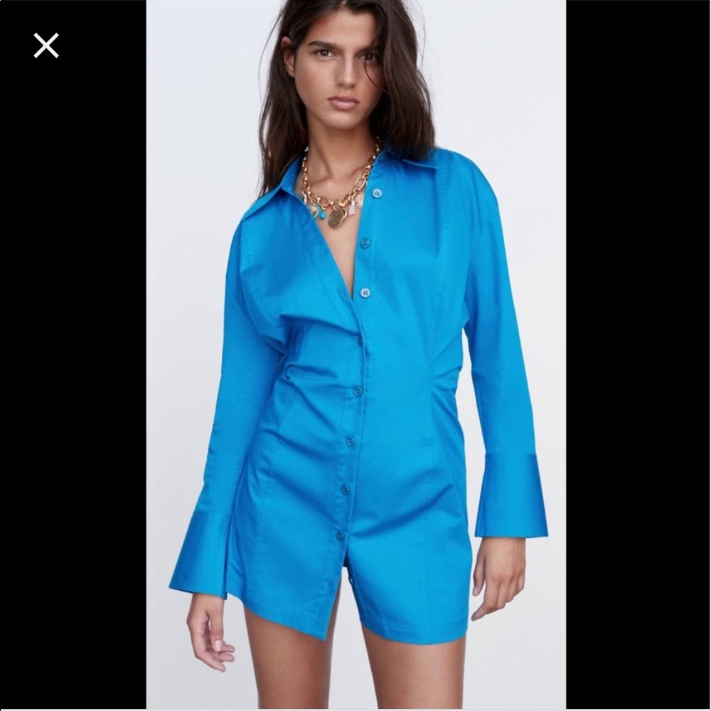 Zara blue shirt dress